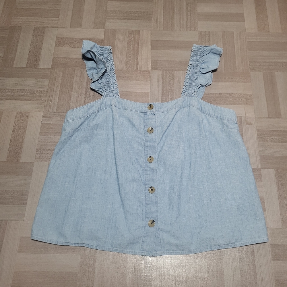 .J. Crew Factory Blue A-Line Smocked Tank Top